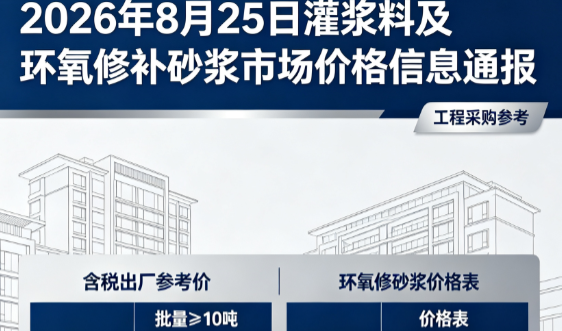 三角镇2026年8月25日灌浆料及环氧修补砂浆市场价格信息通报